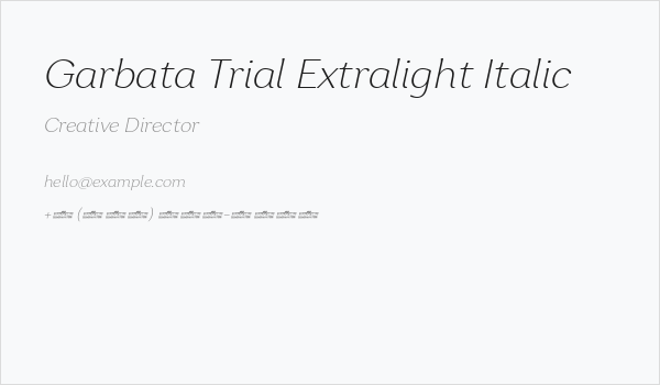 Garbata Trial Extralight Italic Business Card