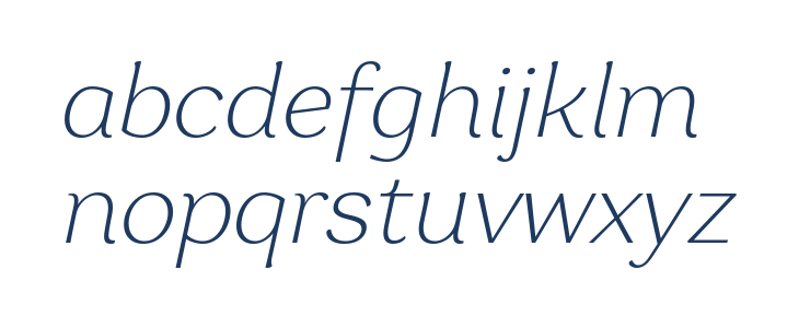 Garbata Trial Extralight Italic Lowercase