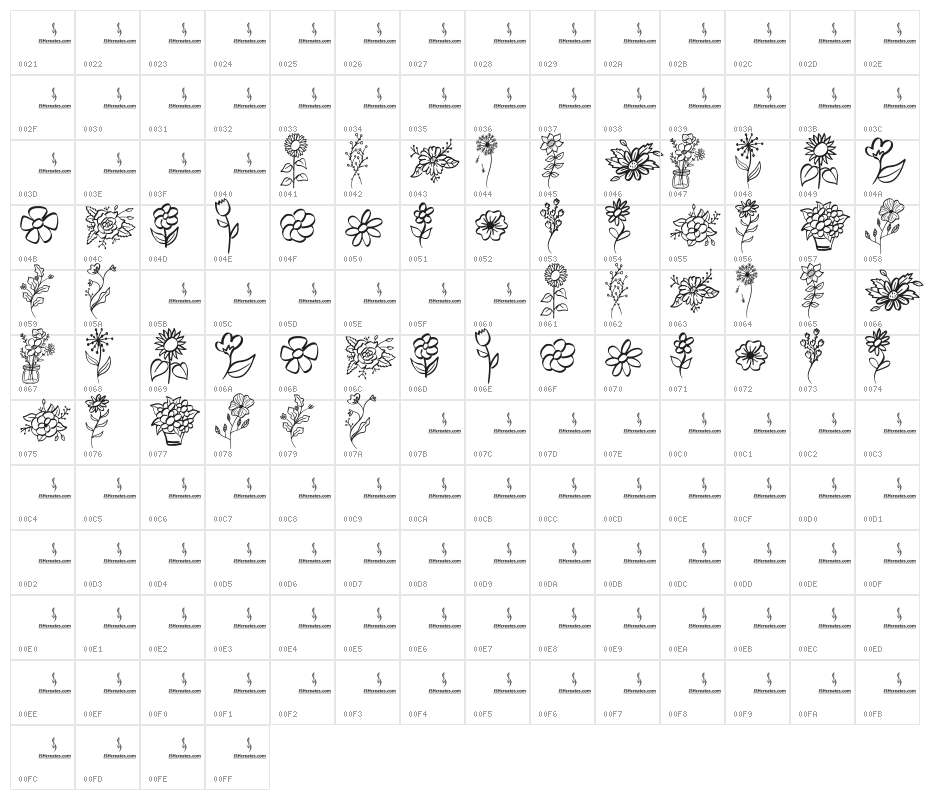 Garden Flowers Character Map