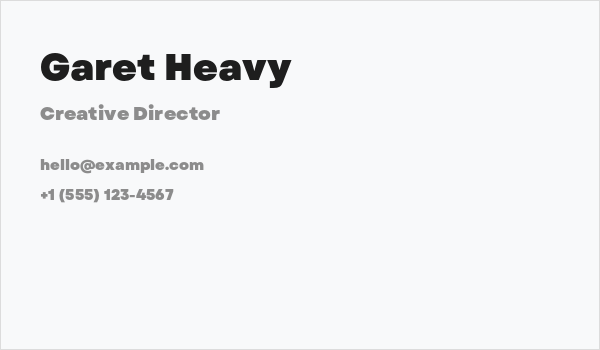 Garet Heavy Business Card