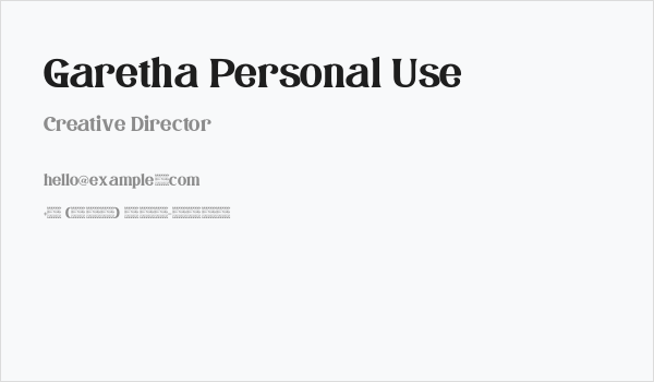 Garetha Personal Use Business Card