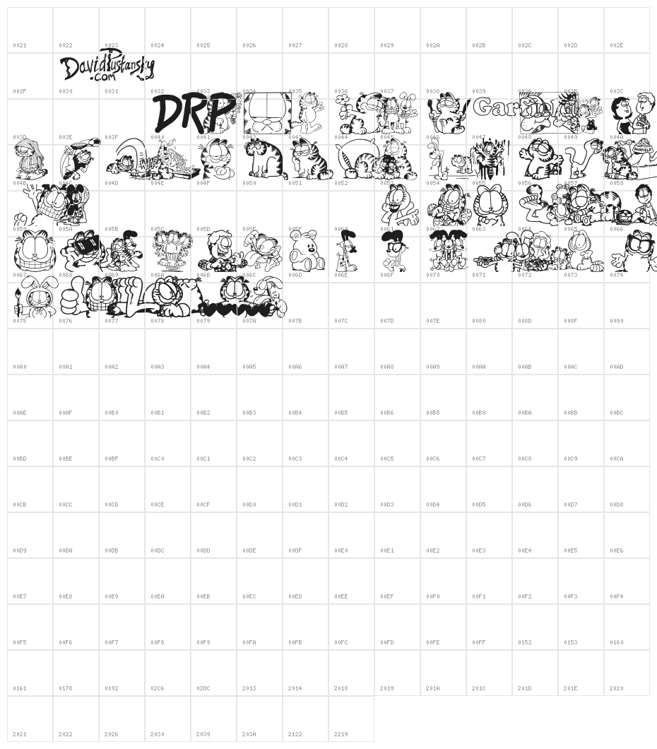 Garfield Hates Mondays Loves Fonts Character Map