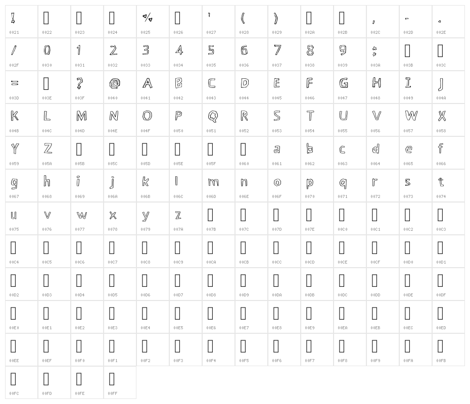 Garing Outline Regular Character Map