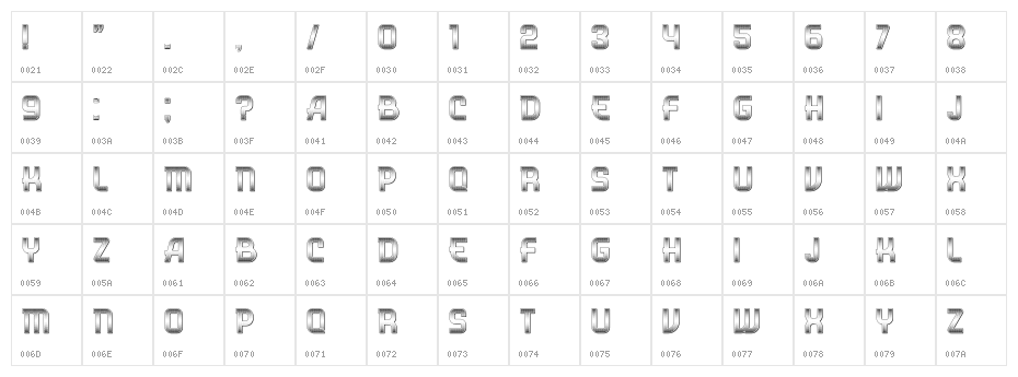 Gaseous Power Book Regular Character Map