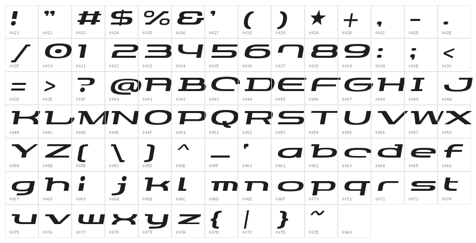GauFontLoveRocket Character Map