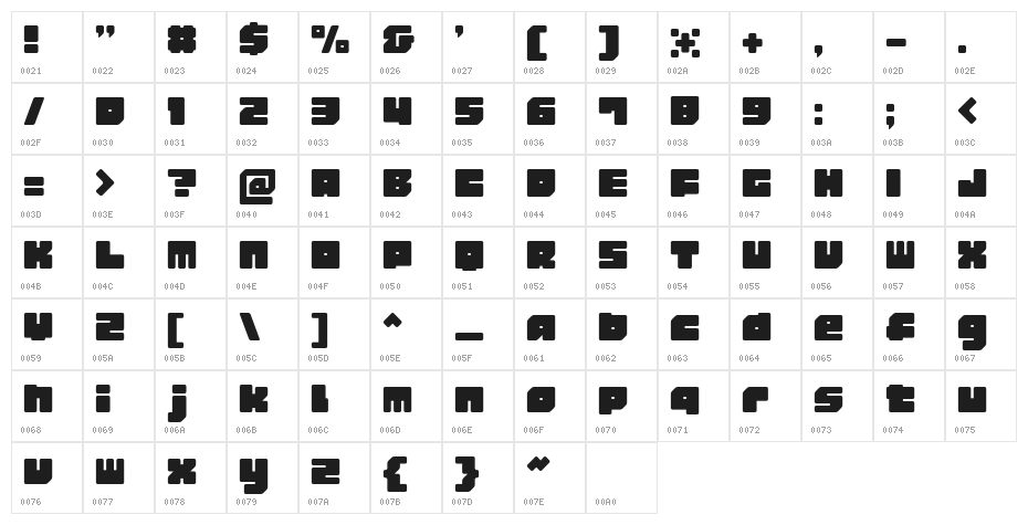 GauFontRubberSoul Character Map