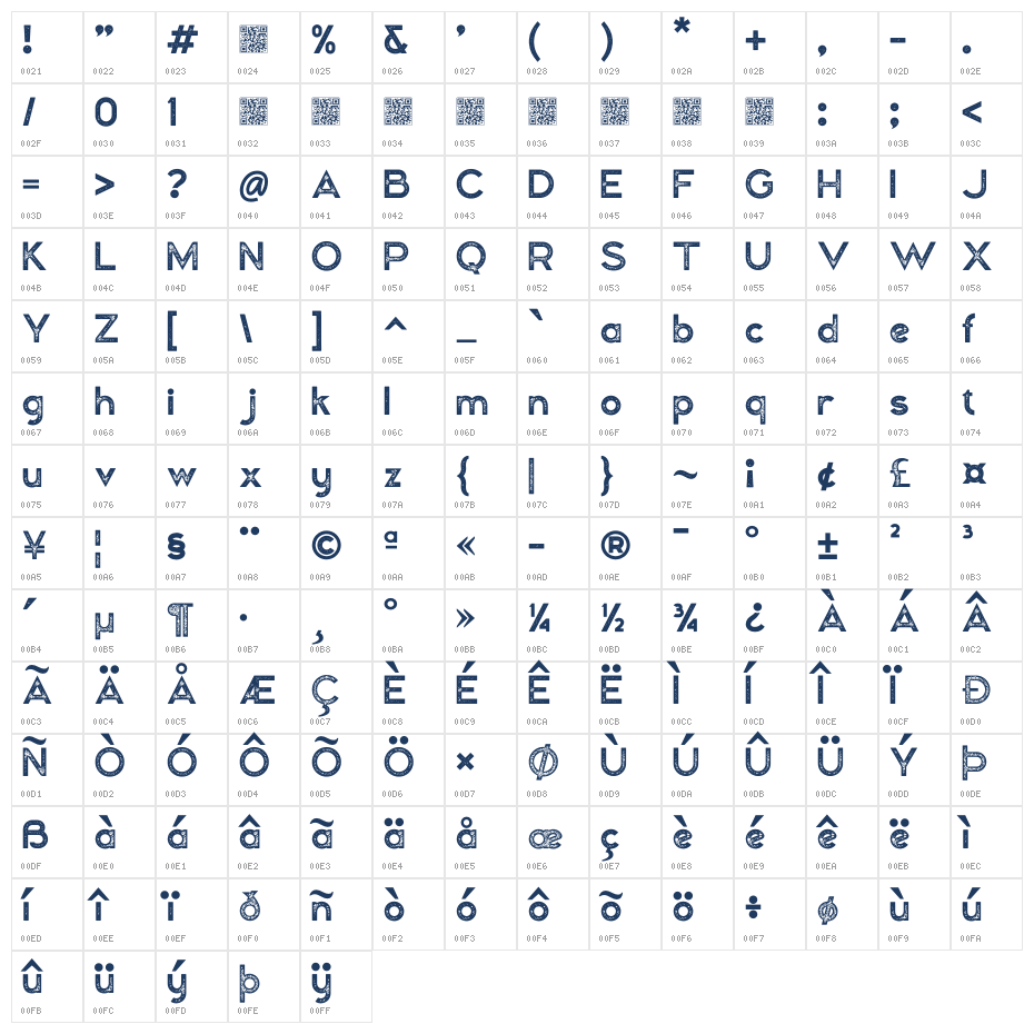 Gaveto Character Map