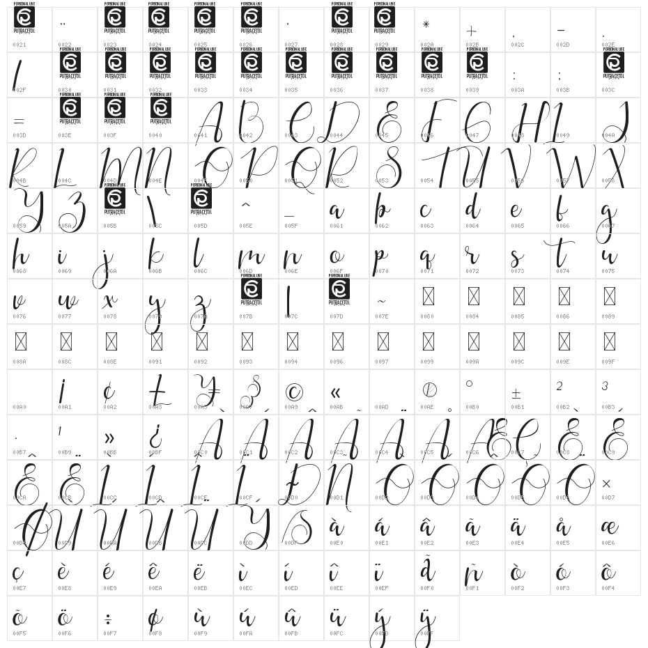 Gayesha Character Map