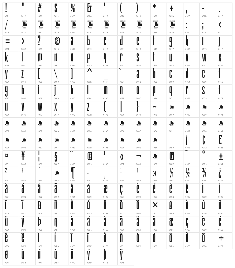 gAbAcHiTA-FFP Character Map