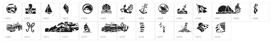 GE Nautica Character Map