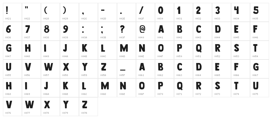 GEGEOGE  Regular Character Map