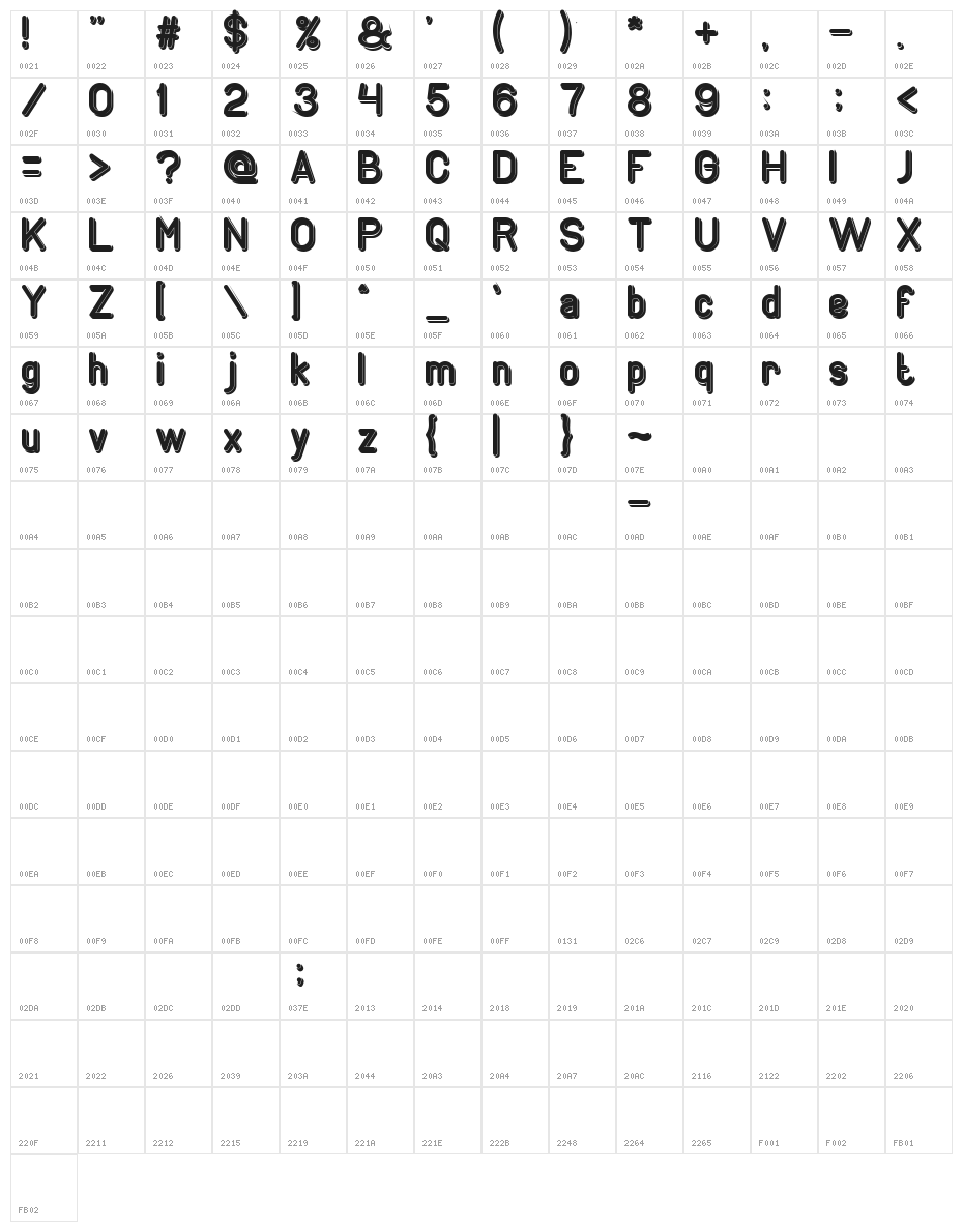 GENERATION Bold Character Map