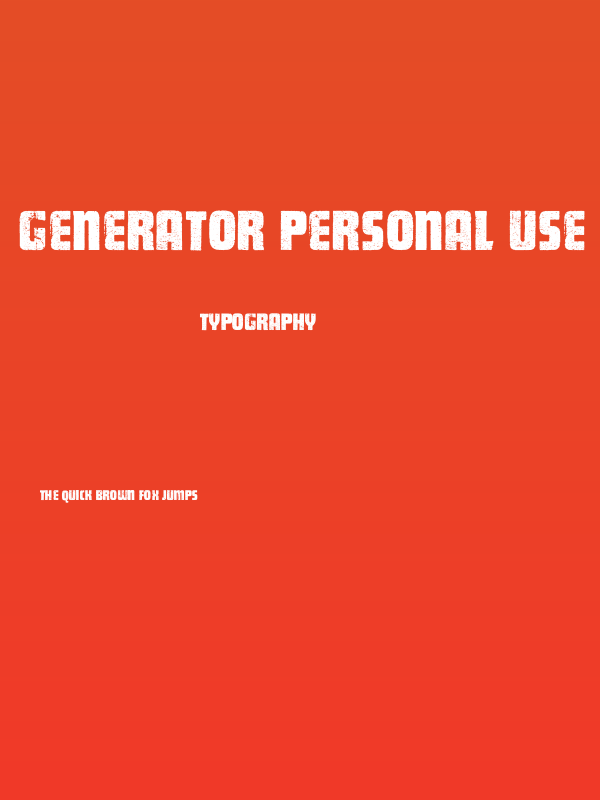 GENERATOR PERSONAL USE  Poster
