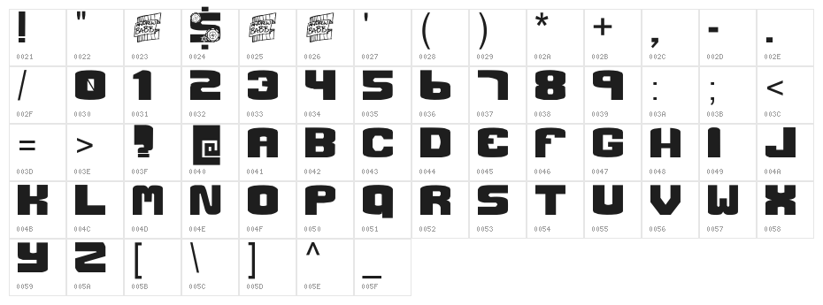 Gear Crank Character Map