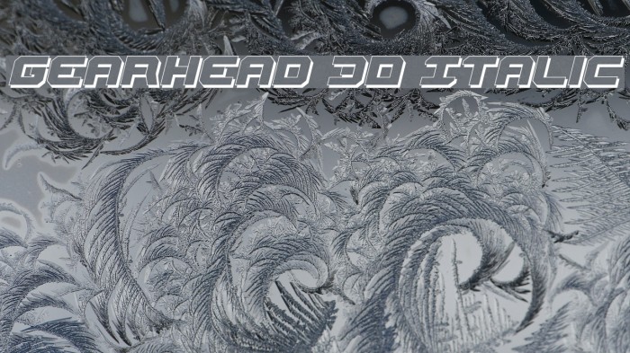 Gearhead 3D Italic Font examples