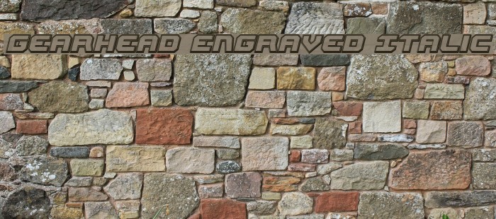 Gearhead Engraved Italic Font examples