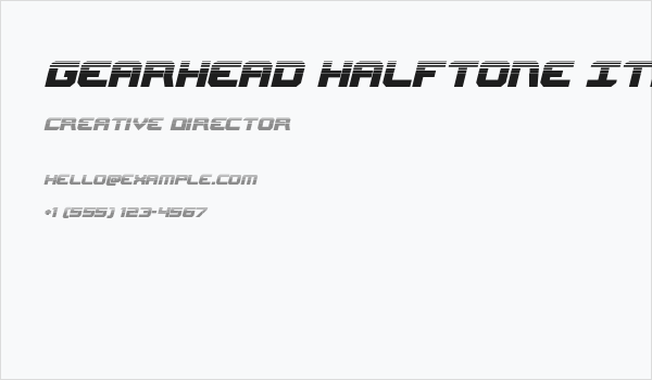 Gearhead Halftone Italic Business Card