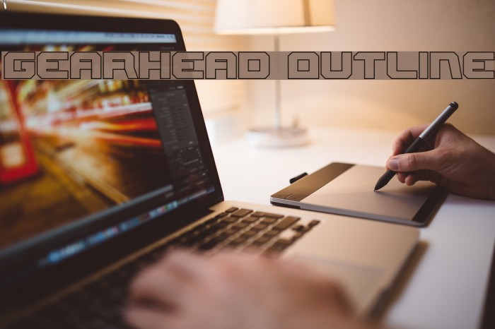 Gearhead Outline Font examples