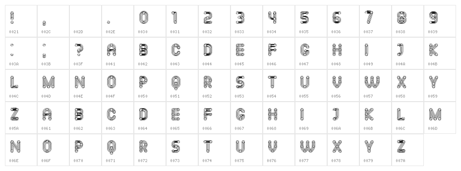 Gears Regular Character Map