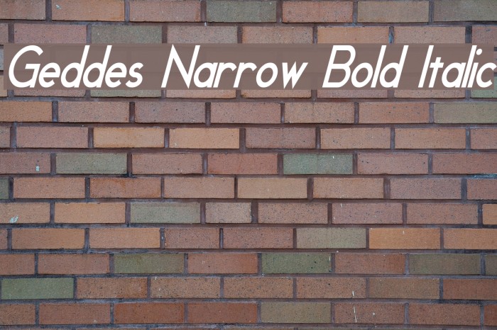 Geddes Narrow Bold Italic Font examples
