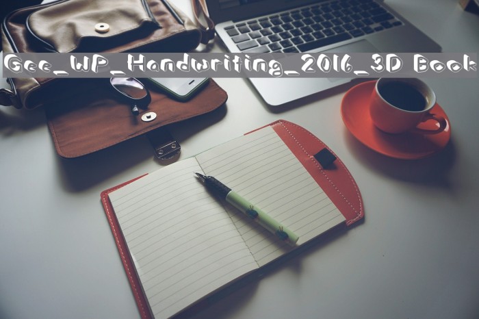 Gee_WP_Handwriting_2016_3D Book フォント examples