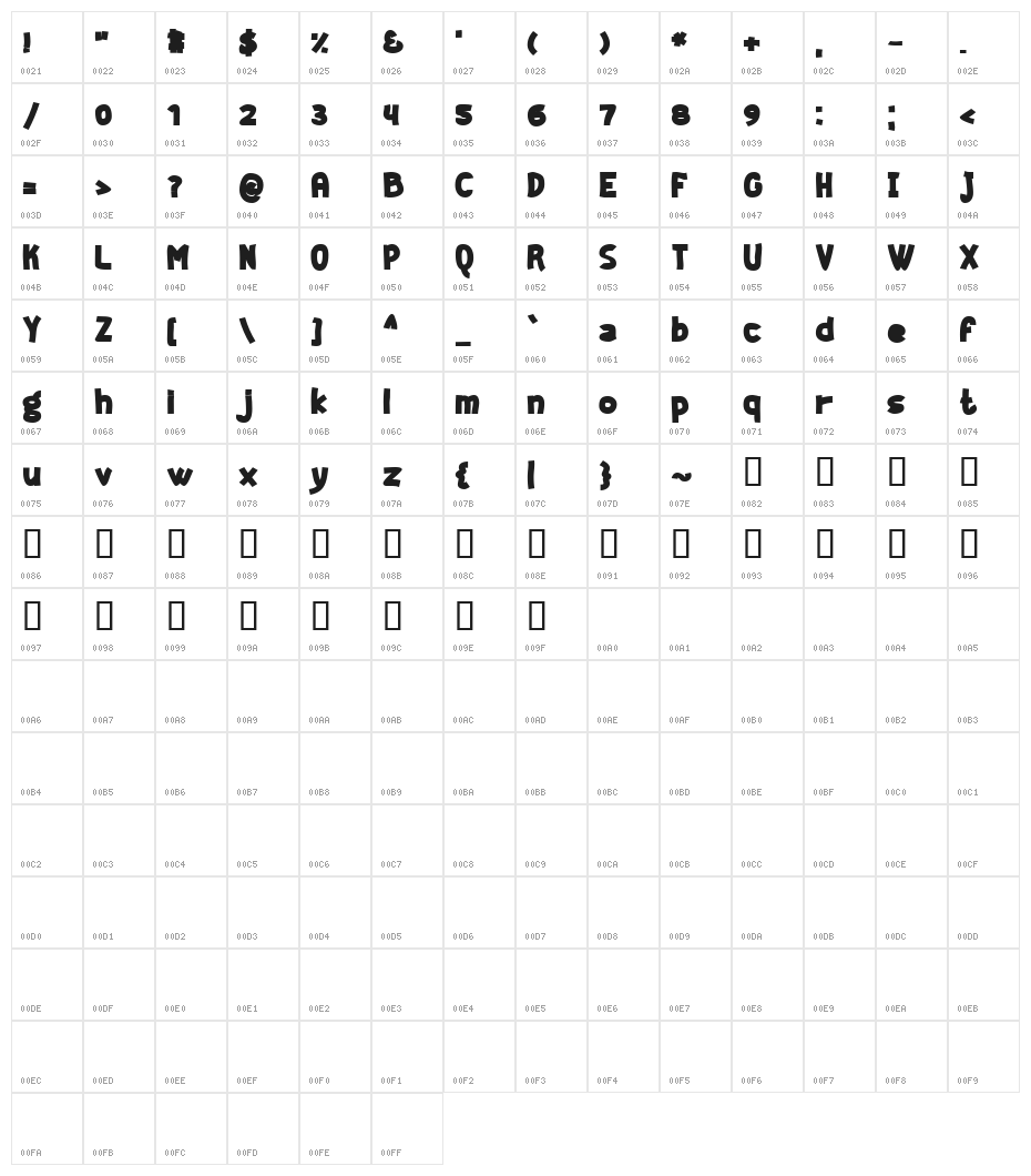 Geeker Bold Character Map