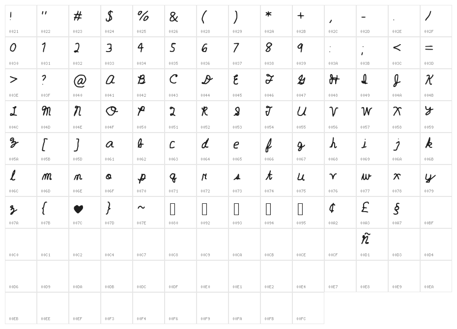 Geelyn___FontSpace_ Character Map