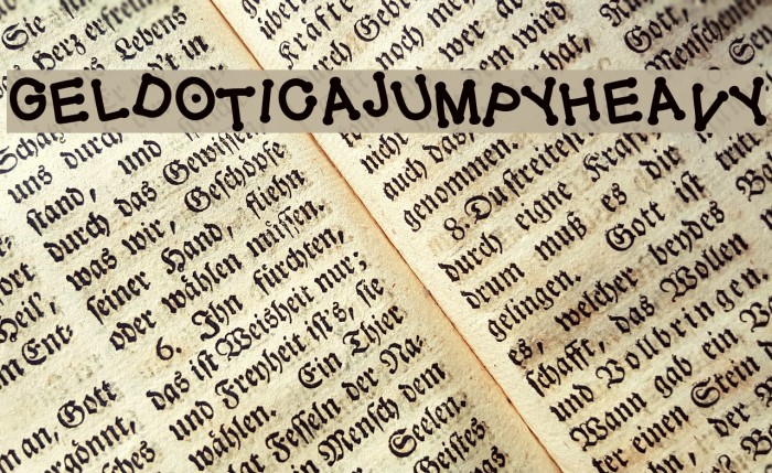 GelDoticaJumpyHeavy Font examples