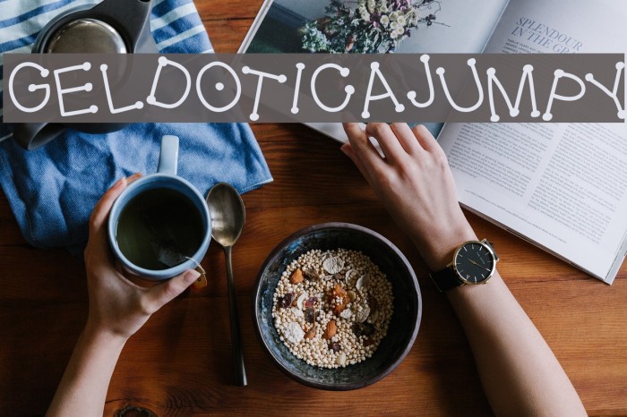 GelDoticaJumpy Font examples