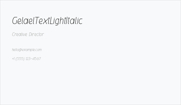 GelaelTextLightItalic Business Card