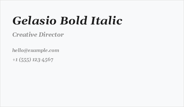 Gelasio Bold Italic Business Card