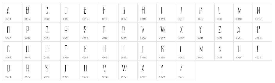 Gemessene Light Regular Character Map