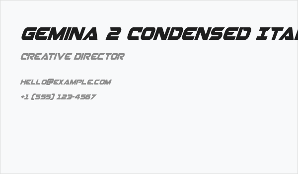Gemina 2 Condensed Italic Business Card