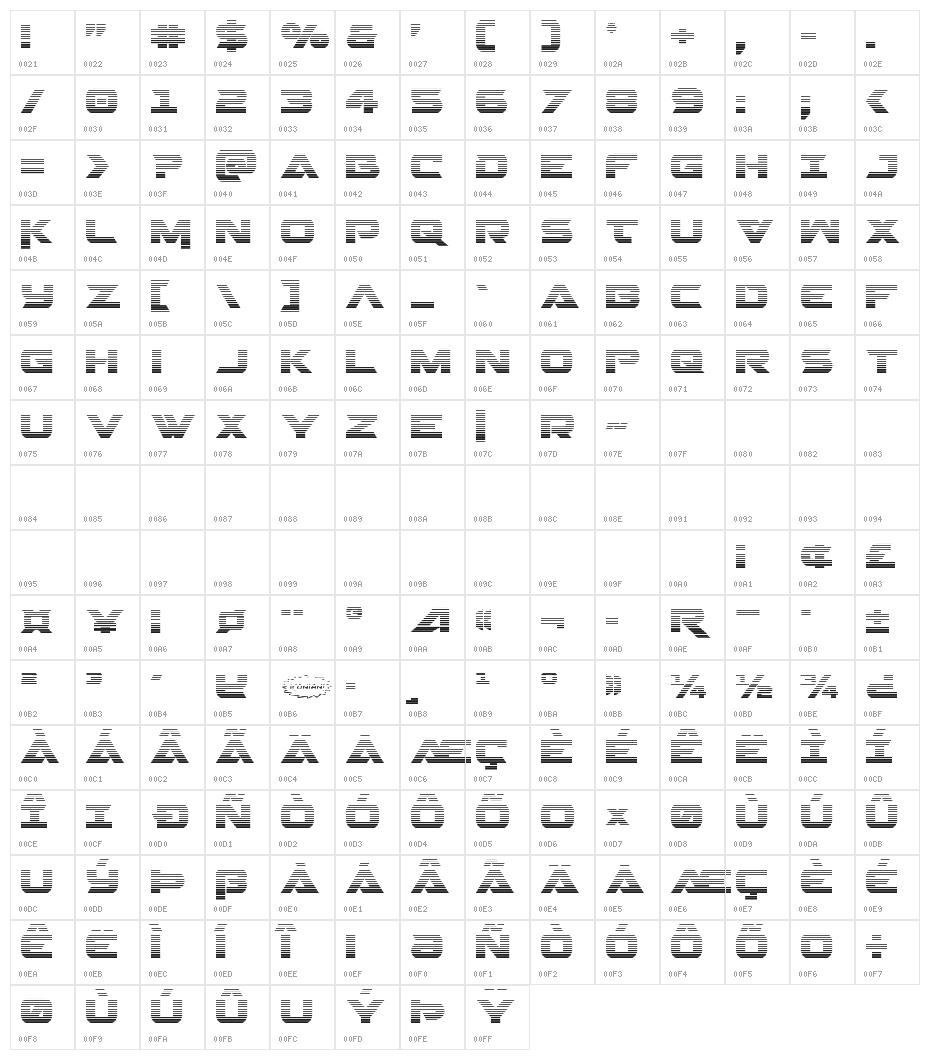 Gemina 2 Gradient Character Map