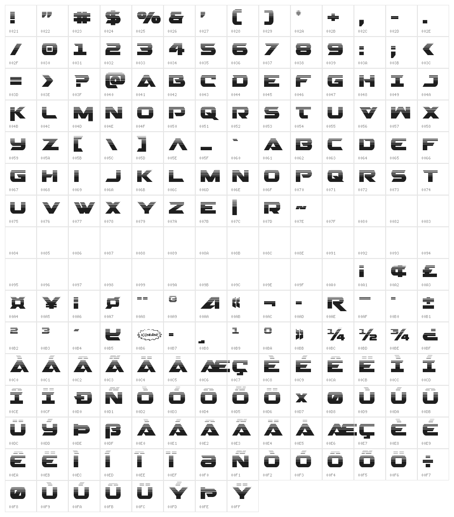 Gemina 2 Halftone Character Map