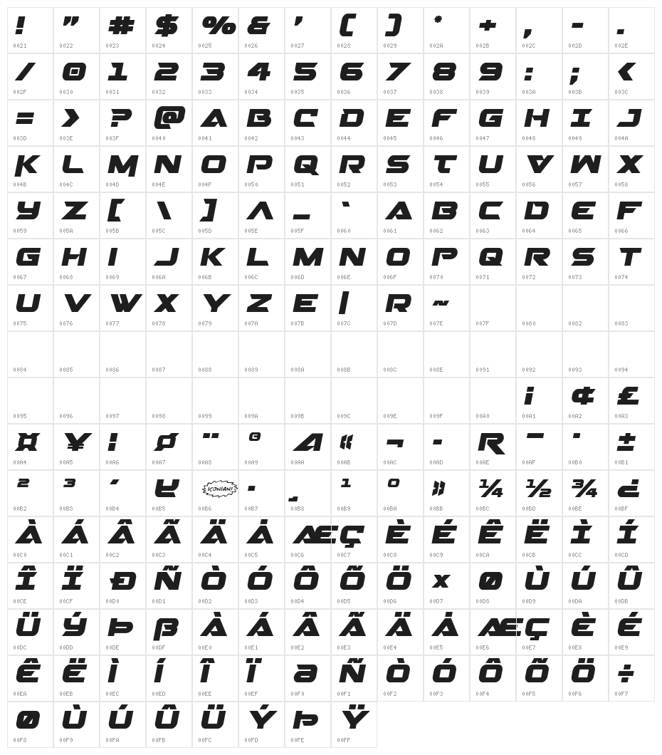 Gemina 2 Semi-Italic Character Map