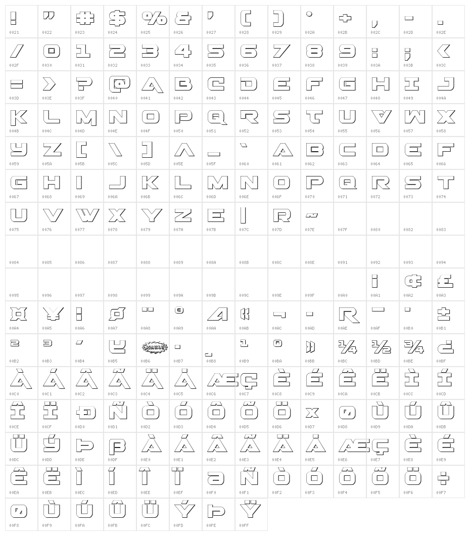 Gemina 3D Regular Character Map