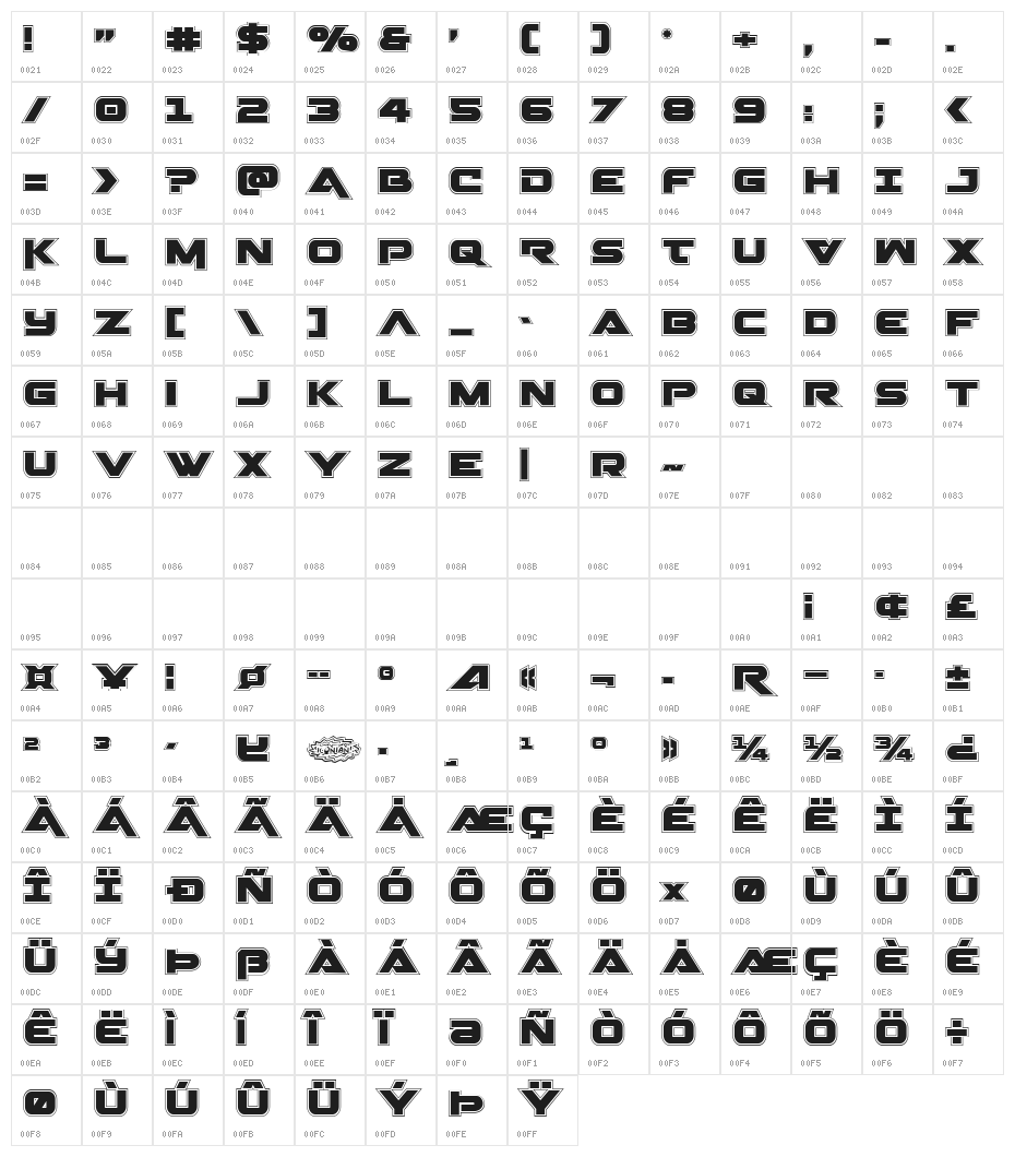 Gemina Academy Regular Character Map