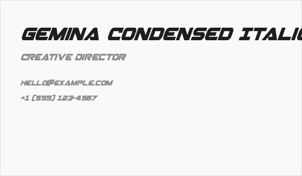 Gemina Condensed Italic Business Card