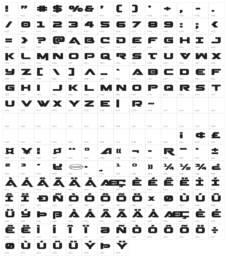 Gemina Expanded Character Map
