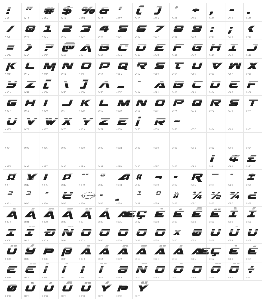 Gemina Halftone Italic Character Map