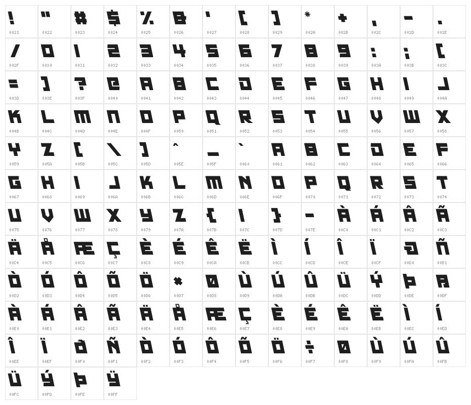 Gen Z Italic Character Map