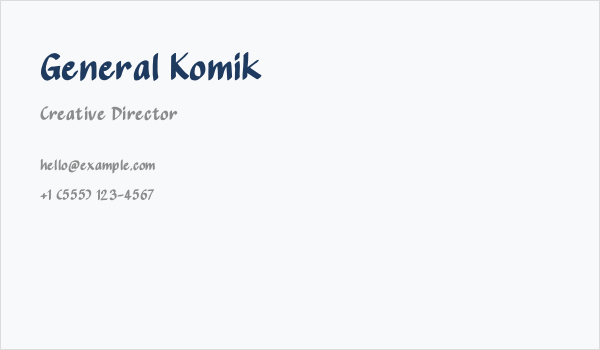 General Komik Business Card