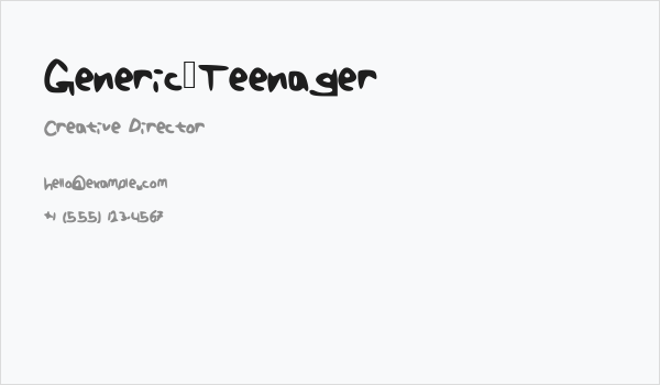 Generic_Teenager Business Card