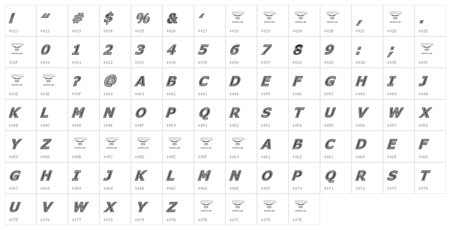 GeneseeSt-Italic Character Map