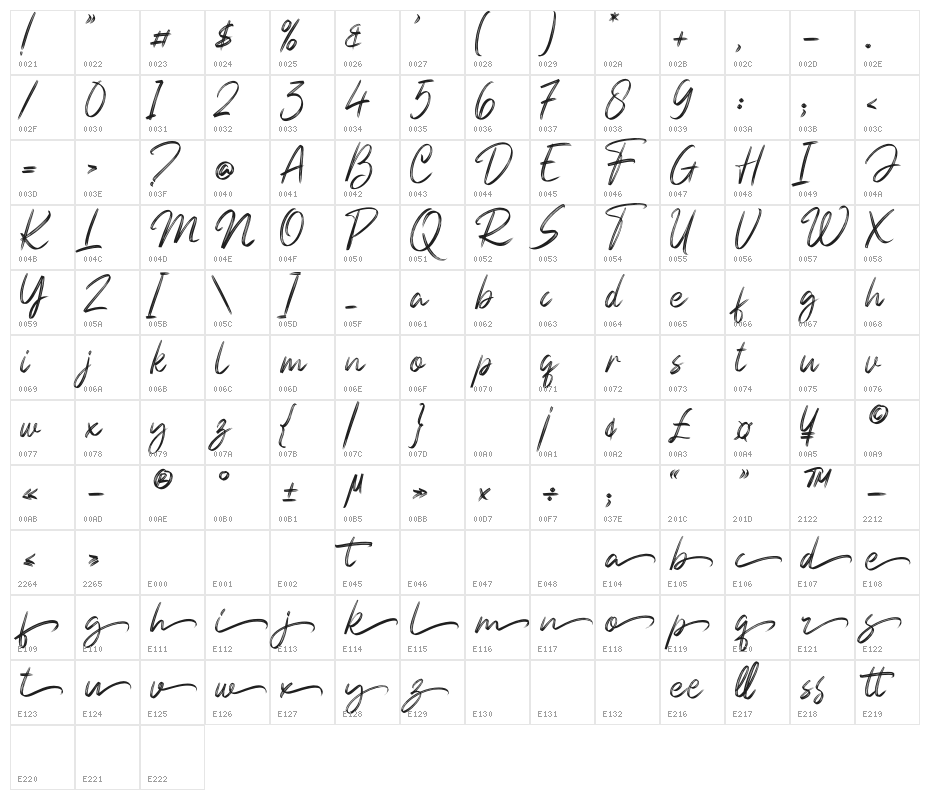 Genesiss Regular_DEMO Character Map