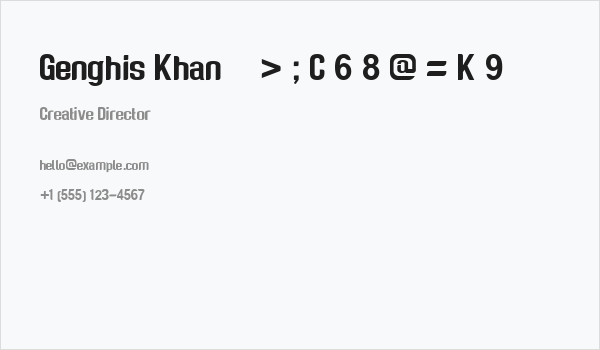 Genghis Khan >;C68@=K9 Business Card