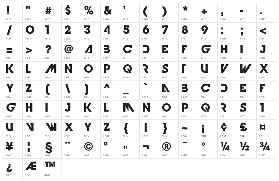 GeniusMarksBold Character Map