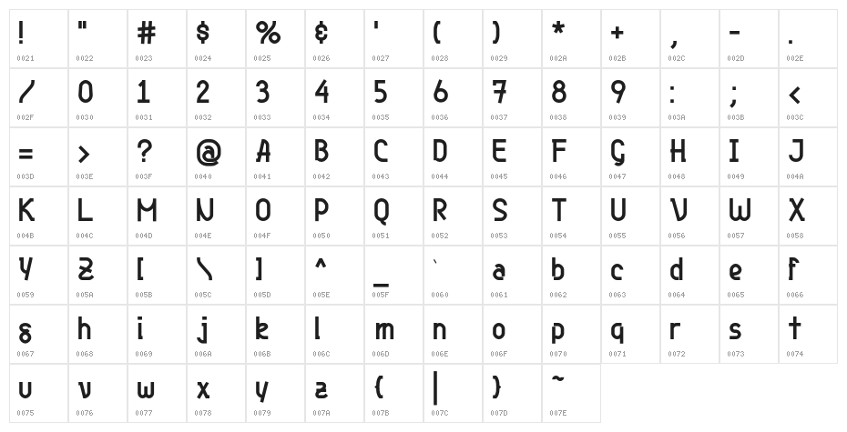 Genji Bold Character Map