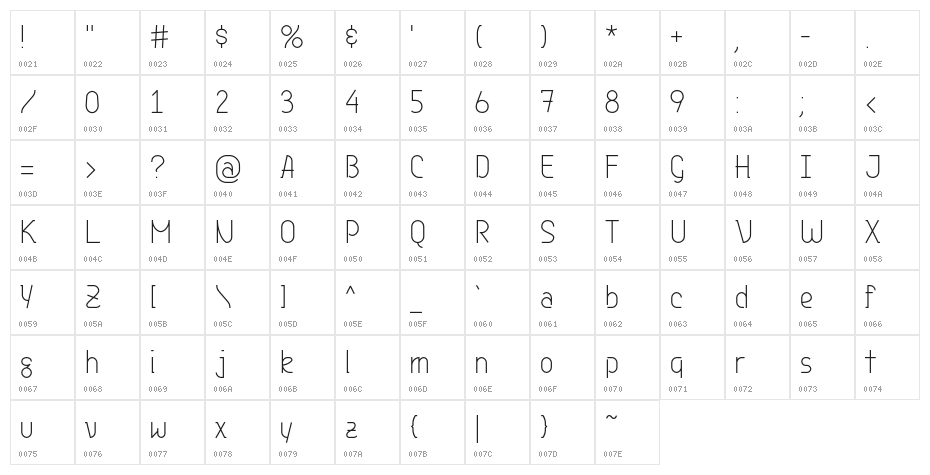 Genji Thin Character Map